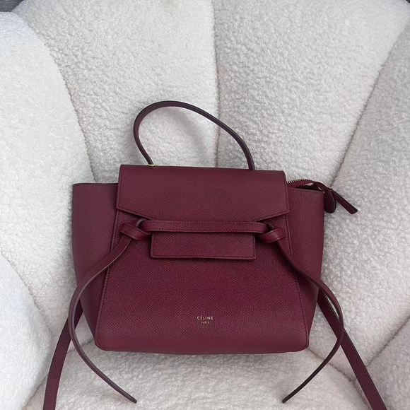 Celine Burgundy Leather Tote Bag - Picture 1 of 8